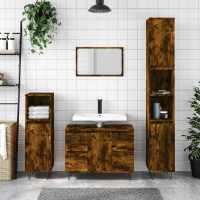 vidaXL Mueble de baño madera de ingeniería 80x33x60 cm en color Roble Sonoma/Madera antigua/Blanco y más | almacenamiento funcional diseño moderno para baño dormitorio sala - details 4