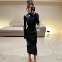 Vestido Midi De Talla Fina Dulzura Para Mujer Elegante Y Moderno De Manga Larga En Color Negro Estilo Club Y Fiesta Otoño 2024 - details 3