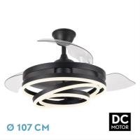 FABRILAMP PREMIUM  Ventilador 72w Dc Kai Negro 3 Aspas Transp. 6Vel. 3 Colores 43/58x50/107 C/remoto,memoria Y temp. 6120lm. Incluye mando a distancia y dos tijas de 10 y 25 centímetro Productos originales calidad de confianza - details 1