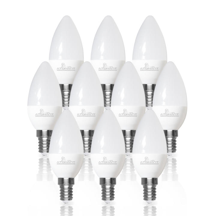 LED ATOMANT Bombilla LED tipo Vela C37 con casquillo E14, 6W de potencia y 610 lúmenes, ideal para lámparas decorativas, apliques y candelabros. Luz eficiente y de bajo consumo, encendido instantáneo y diseño compacto