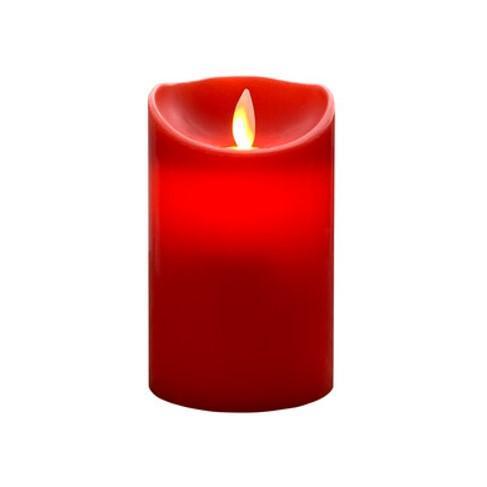 Vela led cera decorativa 12,5cm, roja, recubrimiento de cera, pilas, temporizador