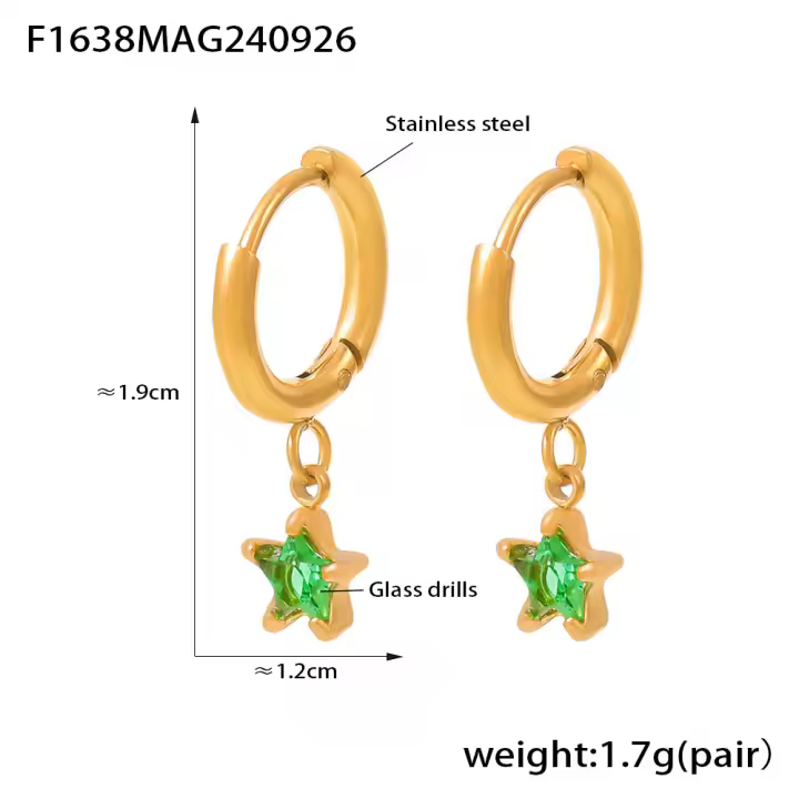 Damas oído aros Lindo imperable Chapado en oro joyería de moda pendientes Pendientes colgantes Estrella de Maple inoxidable - 1