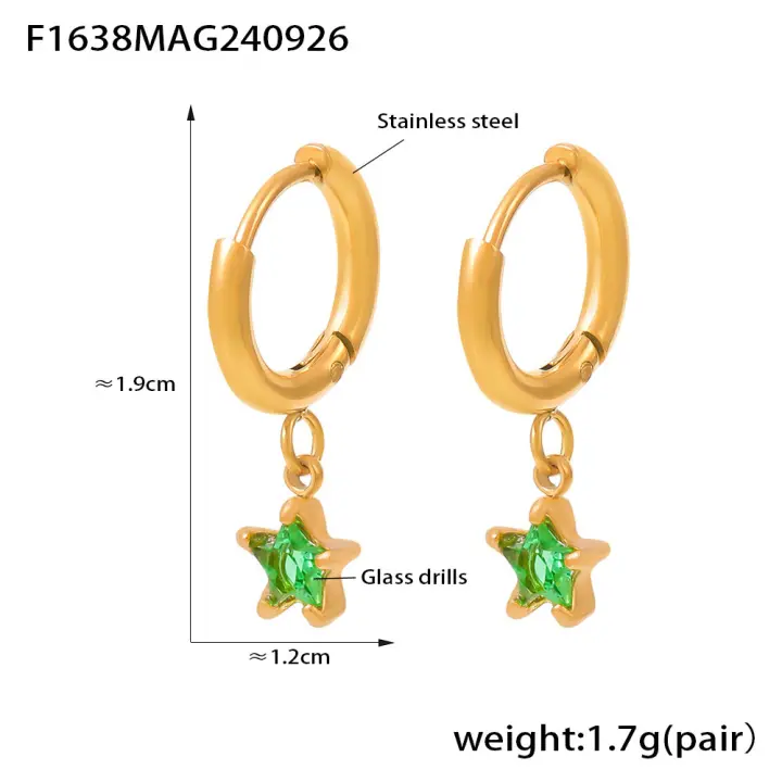 Damas oído aros Lindo imperable Chapado en oro joyería de moda pendientes Pendientes colgantes Estrella de Maple inoxidable - 1
