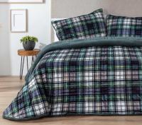 Manterol - Edredón quilt de borreguito cuadros escoceses verde y rojo. Tejido térmico sherpa muy cálido, suave y mullido. - details 0