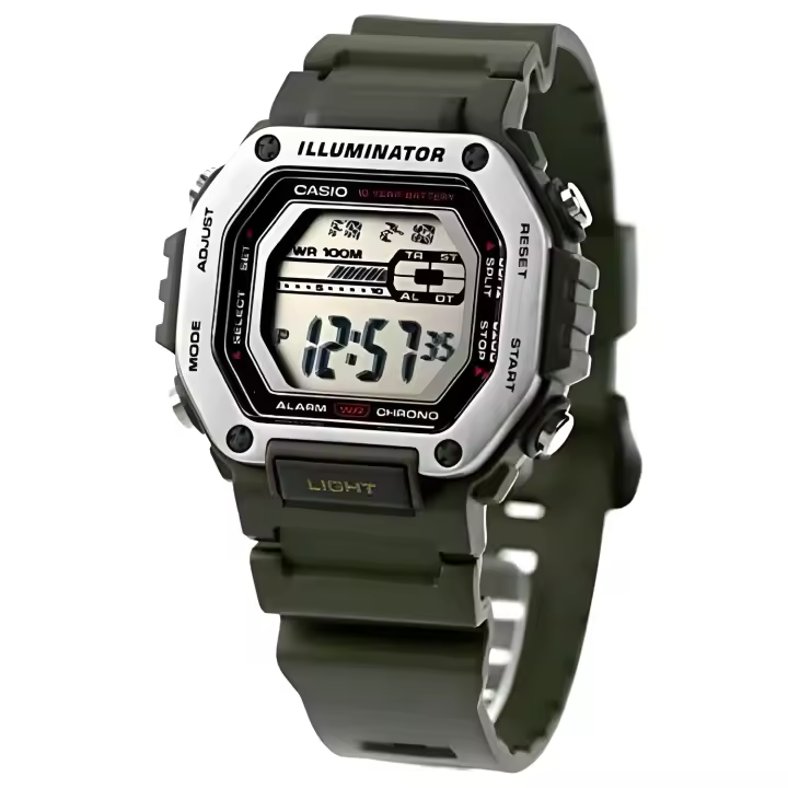 reloj deportivo hombre Casio MWD-110H-3AV 100m WR 10 años de batería Hora Mundial - 1