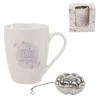 Tisana Taza Cerámica de 320 ml de Mamá la mejor del mundo con infusor con forma de flor. DCASA - details 2