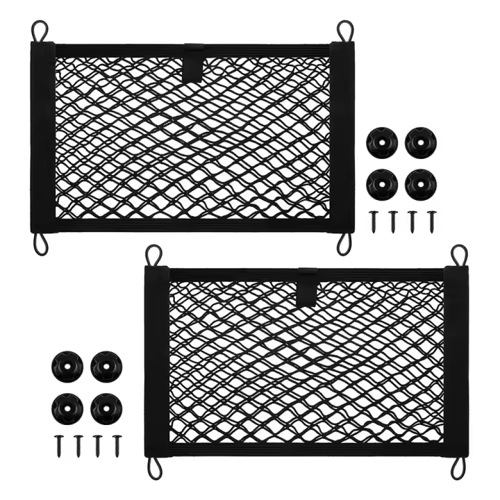 Bolsa de almacenamiento de maletero de coche 2Pcs 45X25CM Bolsa de red para interior de coche Adecuada para camiones automóviles SUVs barcos Producto universal para pequeñas razas - 1