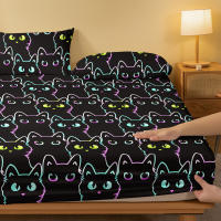 Sábana Ajustada Moderna Y Sencilla Con Impresión De Gato Pequeño En Acabado Mate Cobertor De Cama De Dormitorio Sin Fundas De Almohada - details 3