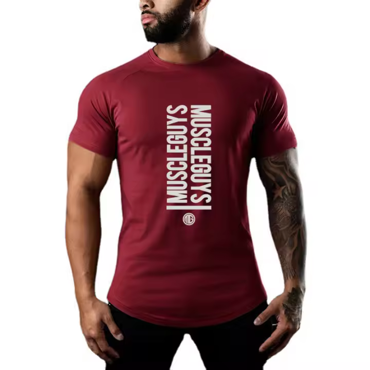 Summer Loose Graphic T Shirts Fitness Running Men's Cotton Short Sleeve - 1