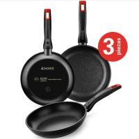 Monix Juego Pack Set 3 Sarténes Monix Hermanos Torres M240000 Ø18cm Ø22cm Ø26cm (18, 22, 26 cm), Aluminio Forjado, 3 Sartenes Piezas Antiadherentes, Aptas Cocinas Inducción, Vitro, Gas, Apta para Lavavajillas, Fondo de 4mm de Espesor, Gran Antiadherencia - details 1
