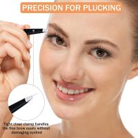 Juego De 6 Piezas De Pinzas Para Cejas Con Tijeras Curvas Y Cepillo Para Pestañas Peluca Para Barba Eliminación De Vello Del Rostro Clipper De Acero Inoxidable - details 5