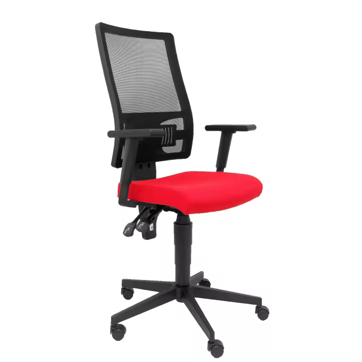 Silla Ergonómica Piqueras Y Crespo con Respaldo de Malla Transpirable y Refuerzo Lumbar, Asiento Bali Rojo - 1