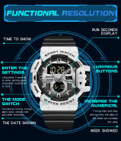 Reloj Deportivo Militar Para Hombre SANDA Dual Display Pantalla Analógica Y Digital Resistente Al Agua Luz Luminosa Alarmas Relogio Masculino 3129 - details 9