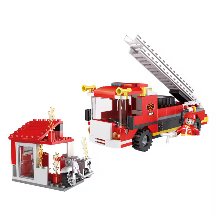 COGO Camión De Bomberos De Ciudad Y Estación De Bomberos En Bloques Constructivos 2 En 1 Juguetes De Rescate Para Niños Aged 6+ (184 Piezas) - 1