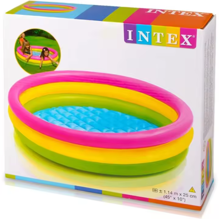 Piscina hinchable 3 aros sunset 114 x 25cm, color Rosa, Amarillo, Verde, INTEX 57412 - 1