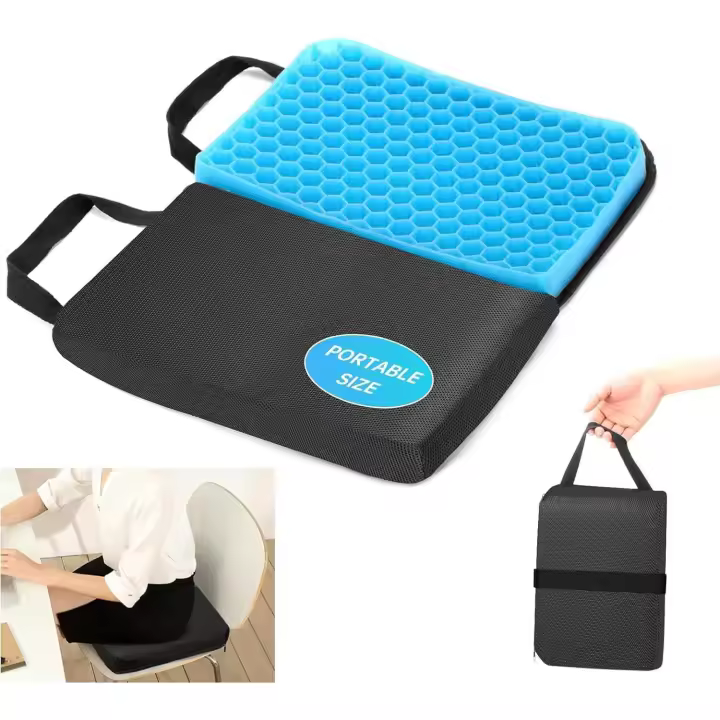 Cojín de Gel Plegable, Cojin Antiescaras 40*30*2.5CM Cojin Silla Oficina Cojin Ergonomico Funda Lavable, Ligero y Transpirable Alivia Cadera Fatiga para Coche, Silla de Aviones, Silla de Ruedas - 1