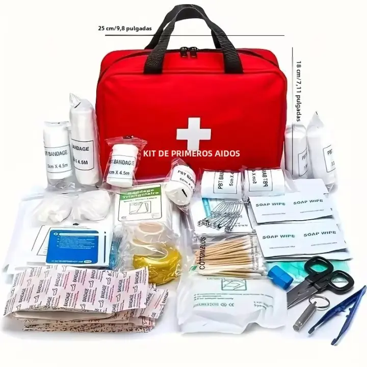 Kit De Primeros Auxilios Portátil Para Coche Multiusos Medicinales De Emergencia Para Excursiones Camping Y Más En Bolsa Médica - 1