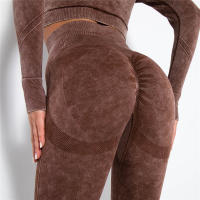 SSITO Conjunto de Yoga sin Costura para Mujer, trajes Deportivos para Fitness, ropa de Gimnasio, Top Short de manga Largo, camisas, Mallas para Corver High, pantalones de entrenamiento - details 9