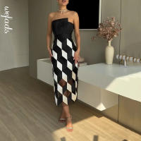Vestido Midi Sin Mangas Para Mujer De Moda Con Cintura Ajustada Y Estampado Multicolor Vestido De Noche Para Fiesta Streetwear - details 4