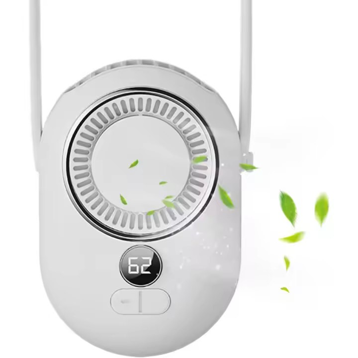 Ventilador de cuello portátil, ventilador de aire acondicionado portátil, enfriador de aire acondicionado portátil con pantalla LCD para viajes al aire libre, hogar, camping, escritorio, deportes - 1