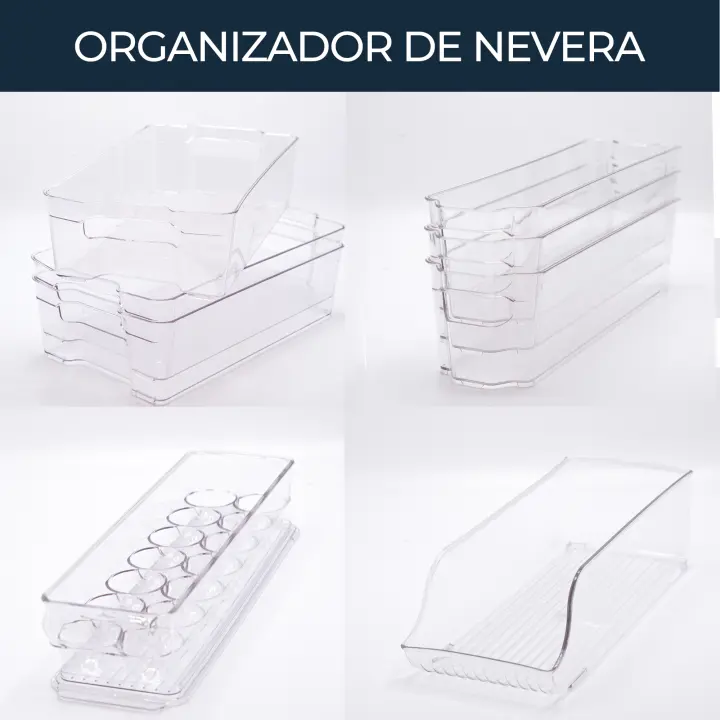 Oryx Set de Cajas Organizadoras de Cocina y Nevera - 8 Piezas Apilables, Plástico Transparente de Alta Calidad - 1