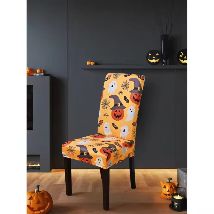 Juego de 6 fundas para Silla de Halloween, elástica, extraíbles, lavables, protección para decoración de vacaciones para comedo - 1