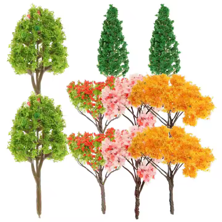 Set De 10 Árboles Miniatura Modelo De Plantas Artificiales Para Decoración Interior Escenografía De Edificios Y Ferrocarriles - 1
