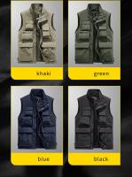 Chaleco De Hombre Para Exteriores Con Multiple Bolsillos Color Sólido Para Pesca Director Reportero Trabajo Fotografía Casual Chaqueta Cintura - details 2