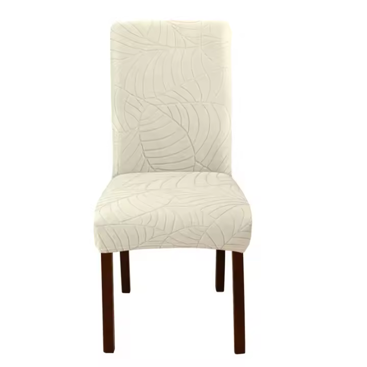 Cubierta De Silla Universal De Encaje Hoja 1PC Color Sólido Ajustable Para Sala De Comedor Hotel Banquete Cubierta De Asiento Moderna - 1