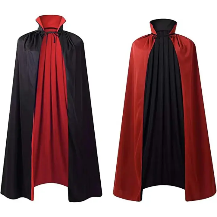 Capa Negra with Caucha, Disfraz Vampiro, Largo Capa Halloween para Cosplay de Bruja Mago, Capa Disfraz Niño Adult para Carnaval Fiesta Disfraces - 1