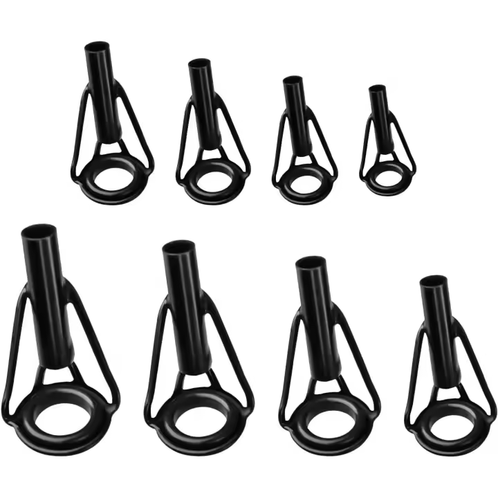 Guía para caña de pescar (8 piezas), kit de reparación de acero inoxidable, anillos para caña de pescar de agua dulce y salada (negro) - 1