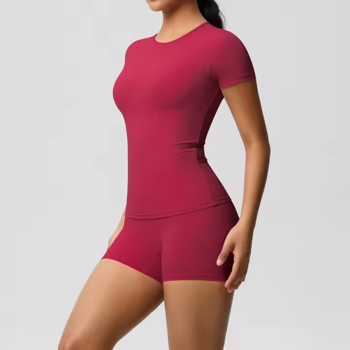 Mermaid Curve-ropa Deportiva de Yoga para Mujer, camiseta elástico adelgazante ajustada, Pantones cortos de Fitness, Color sólido, agradable para la piel desnuda - 1