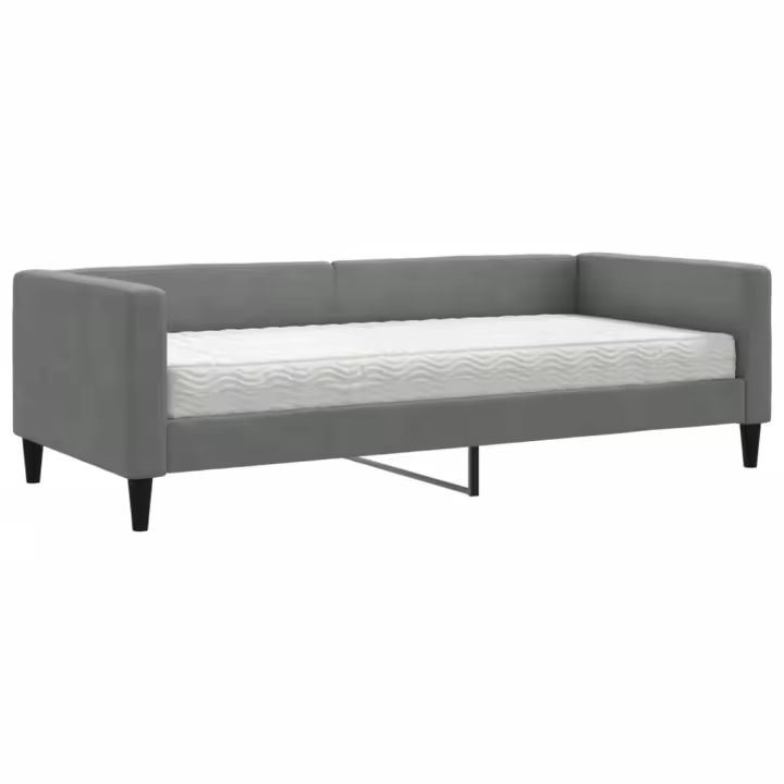 vidaXL Sofá cama con colchón tela gris oscuro 90x200 cm - 1