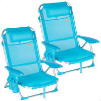 Aktive - Silla de playa plegable multiposición, aluminio y textileno, asiento bajo, incluye bolsillo lateral, cojín acolchado, asa de transporte, silla reclinable de playa, respaldo reclinable - details 7