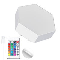 Luz De Pared Hexagonal Con Control Remoto Y Luz LED RGB Modulable USB Colorida Luz Nocturna Geométrica DIY Para Decoración De Hogar - details 18