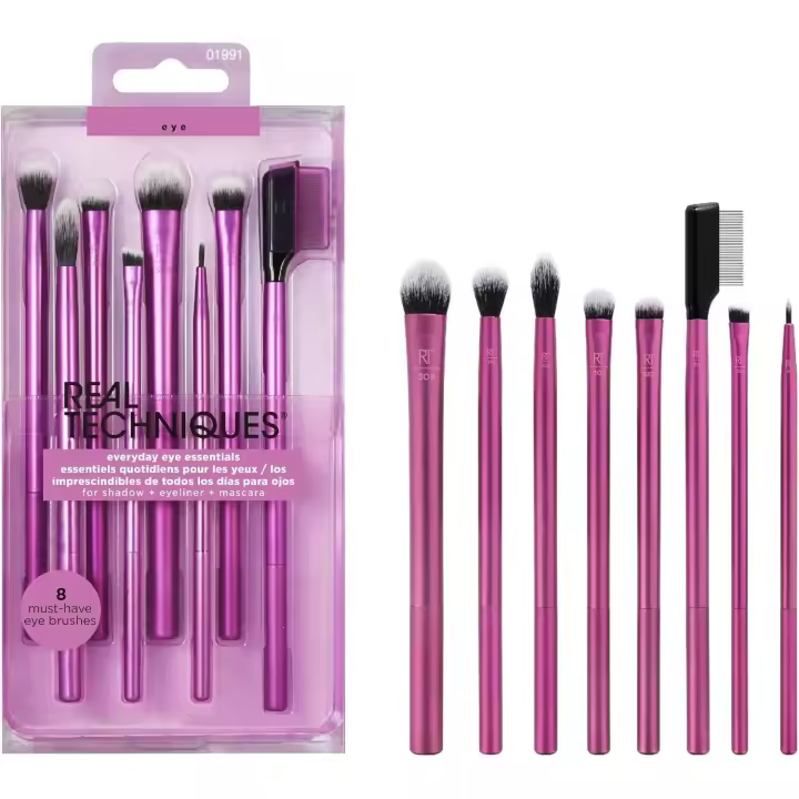 Juego de 8 pinceles para maquillaje de ojos de uso Diario: delineador, Sombra de ojos, Cejas y pestañas. - 1