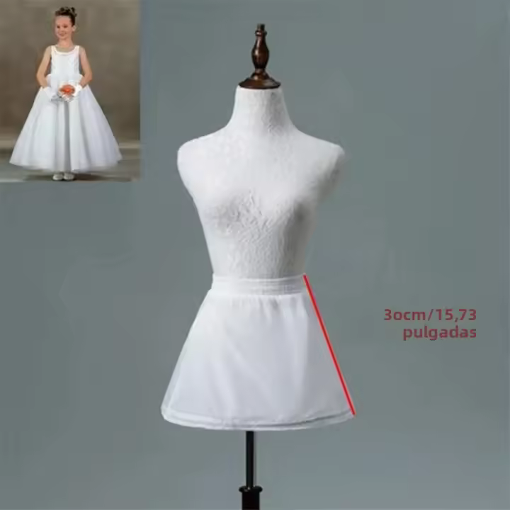 Falda Acolchada Para Niñas Con Aro Interior Blanca A-line Vestido De Baile Infantil Material Poliéster Y Acrílico - 1