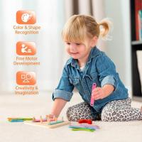 Bloques De Construcción Creativos De Madera Para Niños Juguete Educativo Montessori De Formas Variadas Y Colores Prueba De Encaje Para Edad Temprana - details 0