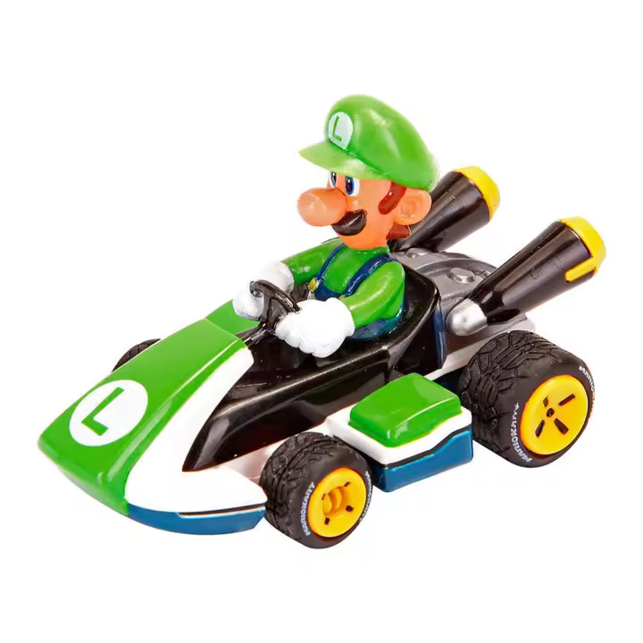 Set de 3 coches Carrera Mario Kart 8 Mario Luigi Yoshi - Juguete de retro fricción con licencia Mario Kart 8 - Gran calidad y excelente presentación - Edad: 3+ - 1
