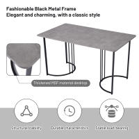 【🎁Para El Hogar seleccionado 】 Juego de Coque 5 Piezas Moderno | Mesa 140x80cm MDF Gris + 4 Sillas Terciopelo Dark Grey | Potas Metal Negro, Estilo Contemporáneo, Ahorra Espacio y Durabilidad para Hogares - details 4