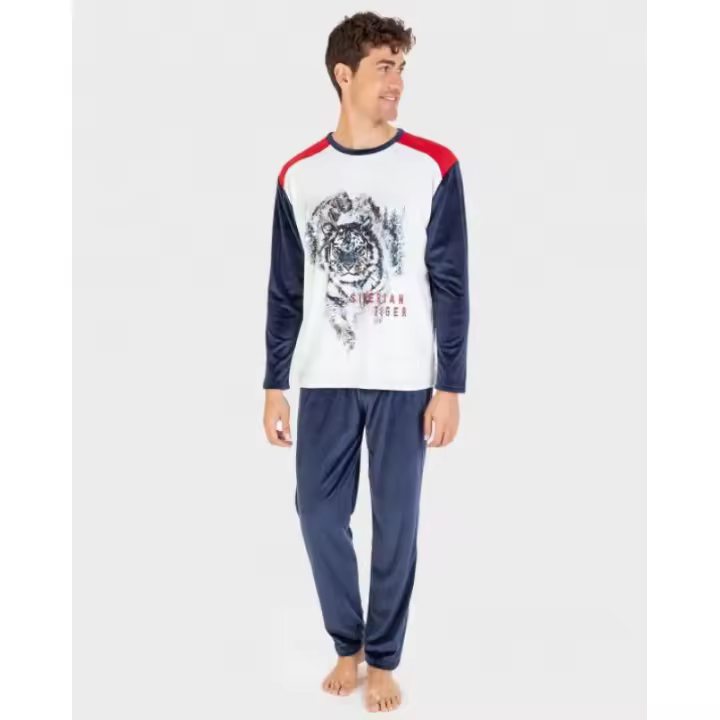 Pijama Massana Invierno Hombre Estampado Manga Larga Cintura Ajustable - 1