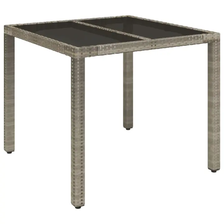 Mesa de Jardín superficie De Vidrio gris 90x90x75 cm - 1