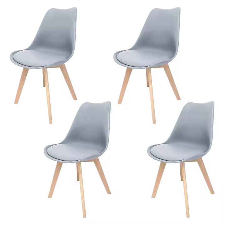 ORION91 Silla SIRIO Color Gris Claro Asiento Acolchado Piel Sintética y Patas Haya 54x81x48cm Comedor Oficina Salón Teletrabajo Cocina - SpazioLuzio - 1