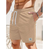 Nuevos Pantalones Cortos De Corduroy Para Hombre Verano Color Sólido Con Cordones Estilo Casual Cierre De Cordón Talla Media - details 0