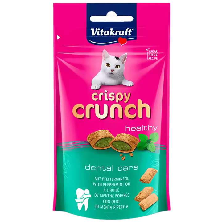 Vitakraft Crispy Crunch 60 g - Snacks Crujientes con Malta para el Cuidado Dental de Gatos - 1
