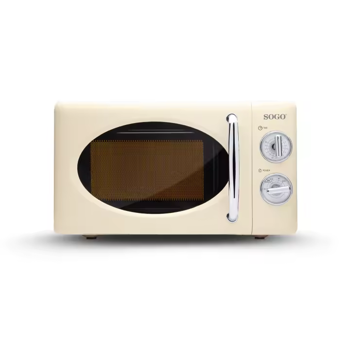 Microondas Sin Grill Retro con 6 Niveles de Potencia - 20L - 700w, Beige - 1
