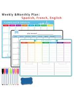 Calendario Magnético A3 Tamaño Semanal Y Mensual En Español Francés Inglés Pizarra Blanca Seca Adhesivo Para Nevera - details 0