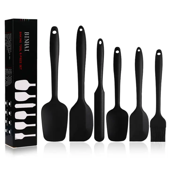 Juego de espátula de silicona, color Negro, 6 piezas - 1
