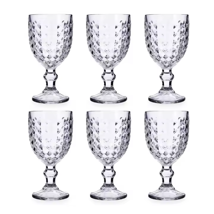 Caja 6 Copas Vidrio QUID DIAMOND URBAN 34CL Transparente con Relieve - 1