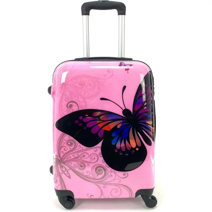 COSHANO Maleta de Cabina Equipaje de Mano Viaje avión rígida 4 Ruedas 360º Medidas 55x35x20cm Viajar Estampado Mariposa - 1